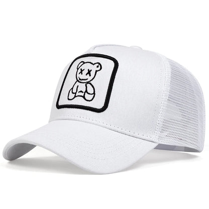 Unisex XX Little Bear Embroidery Baseball Net Caps Spring and Summer Outdoor Adjustable Casual Hats Sunscreen Hat