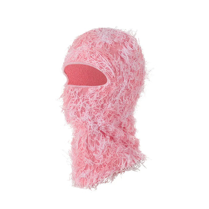 New Fuzzy Balaclava Hat Full Face Cover Ski Mask Knitted Beanies Distressed Winter Windproof Warm Bicycle Neck Camouflage Cap