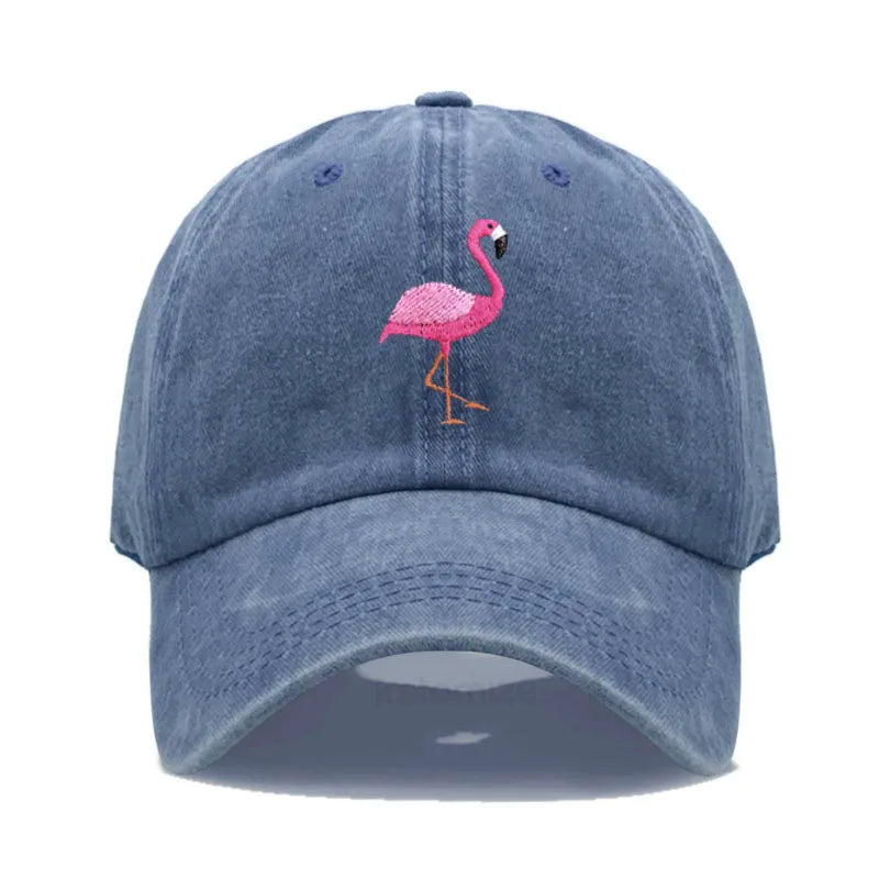 Animal Embroidery Flamingo Baseball Caps for Men Women Retro Soft Washed Cotton Dad Hat Snapback Cap Wholesale Dropshipping