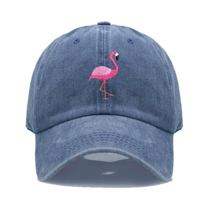Animal Embroidery Flamingo Baseball Caps for Men Women Retro Soft Washed Cotton Dad Hat Snapback Cap Wholesale Dropshipping