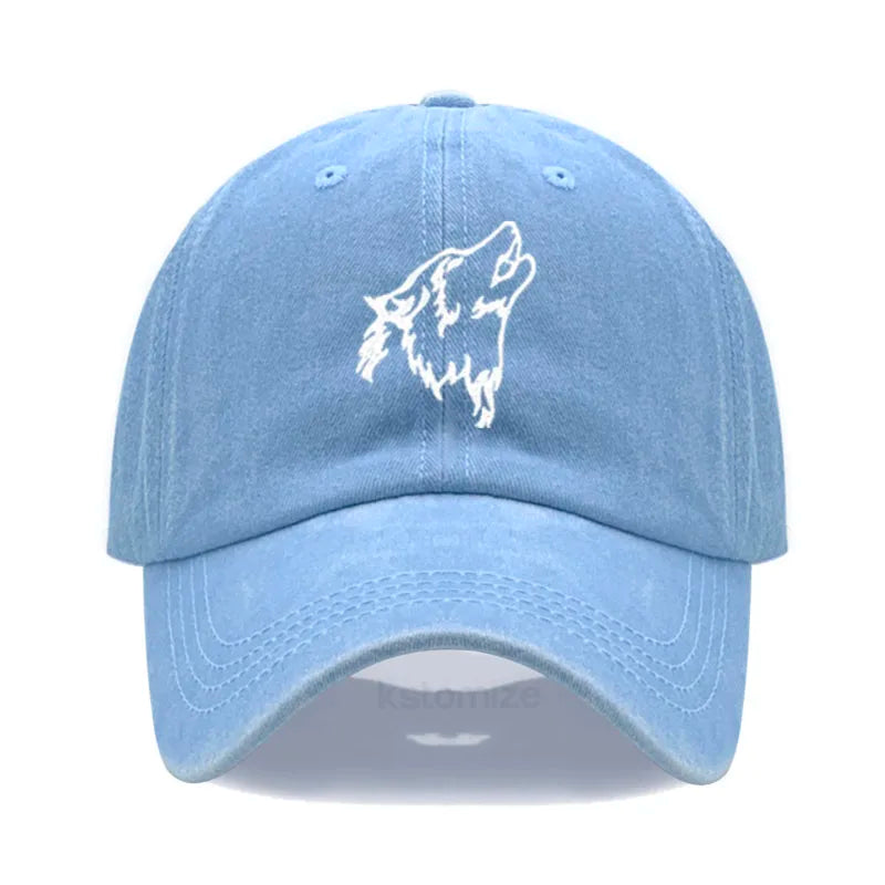 Women's Baseball Cap Men's Washed Cotton Wolf Howl Embroidery Embroidery Dad Hat Sport Golf Caps For Man Sun Hats Dropshipping