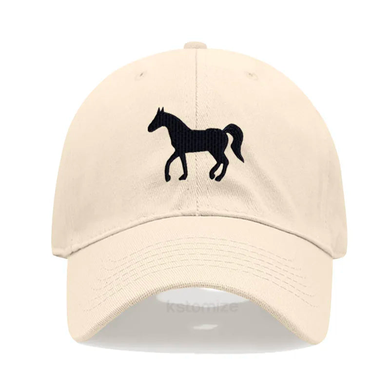 Horse Embroidered Baseball Cap for Women Men Fashion Adjustable Washed Cotton Dad Hat Unisex Classic Golf Caps