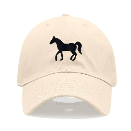 Horse Embroidered Baseball Cap for Women Men Fashion Adjustable Washed Cotton Dad Hat Unisex Classic Golf Caps