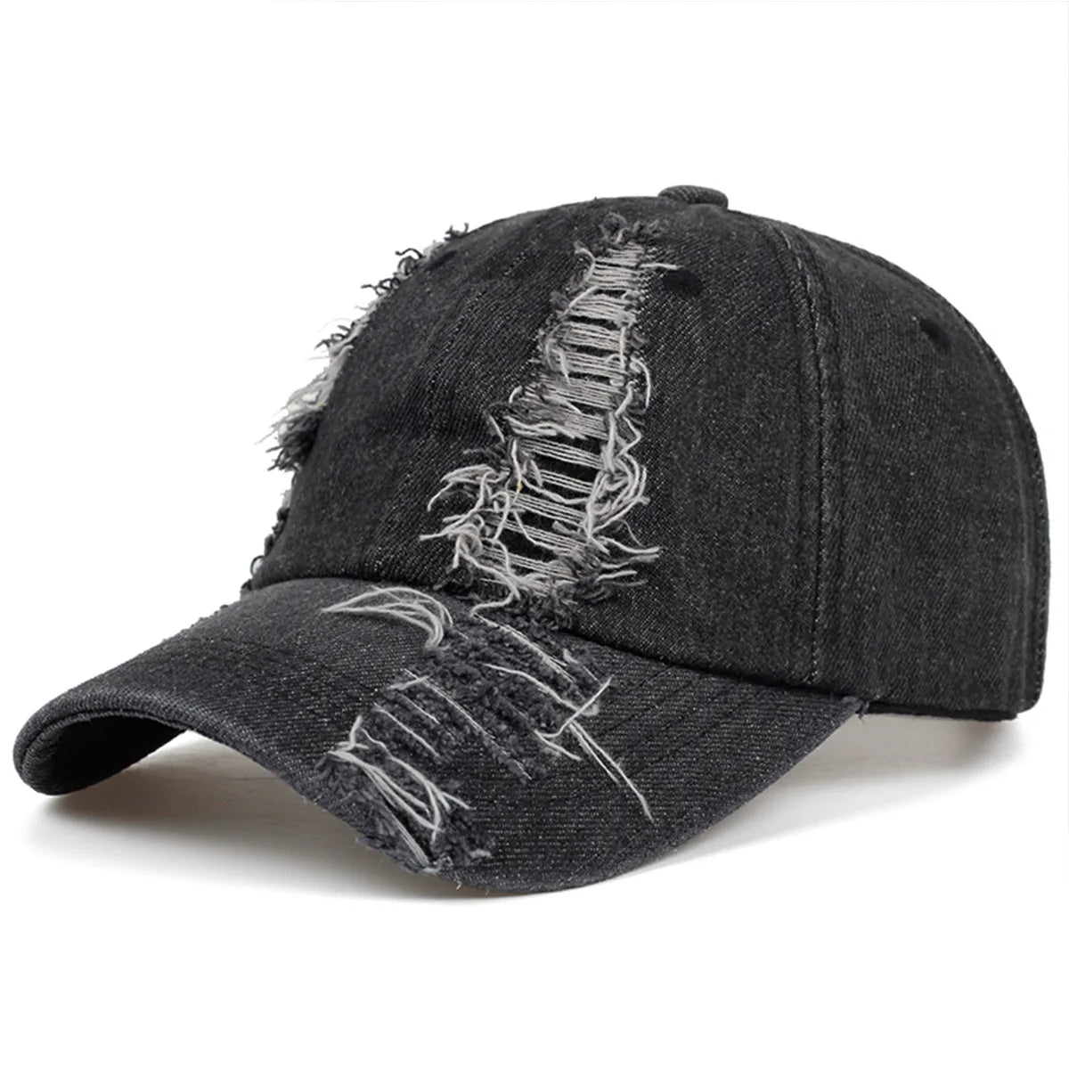 Dark Punk Rabbit Ears Peaked Hat Denim Hole Baseball Cap Women's Trendy Chain Hip-Hop Personalized Abby Style