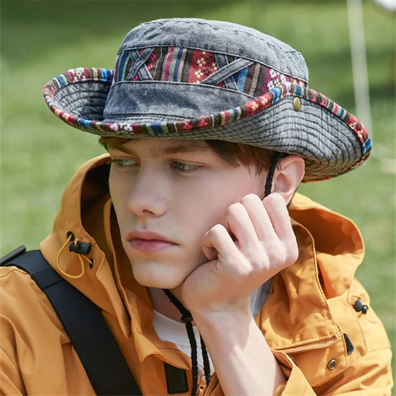 Unisex Summer Bucket Hat – Outdoor Camping Fishing Hiking Sun Cap, Foldable Cowboy Style