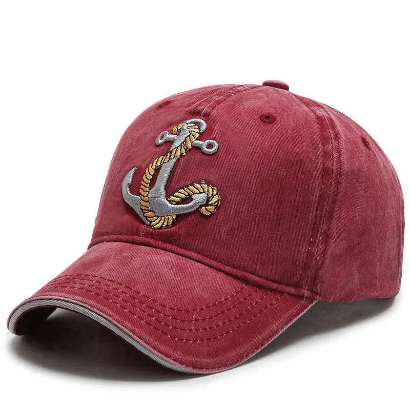 New Cool Women Men Cotton Washed Baseball Cap Anchor Embroidery Four Season Outdoor Vintag Visor Casual Cap Hat For Women Men