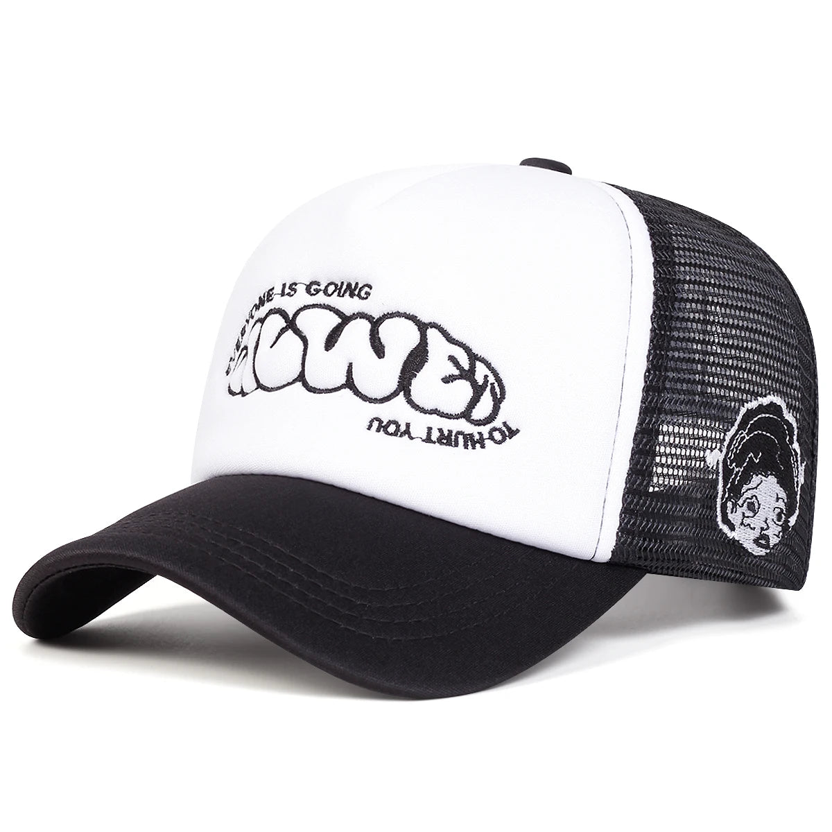 Unisex EVERYONE IS GOING Embroidery Baseball Net Caps Spring and Summer Outdoor Adjustable Casual Hats Hip Hop Hat Sunscreen Hat