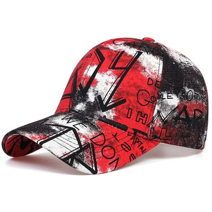 Unisex Letter Graffiti Printing Tie Dye Baseball Caps Spring and Autumn Outdoor Adjustable Casual Hats Sunscreen Hat