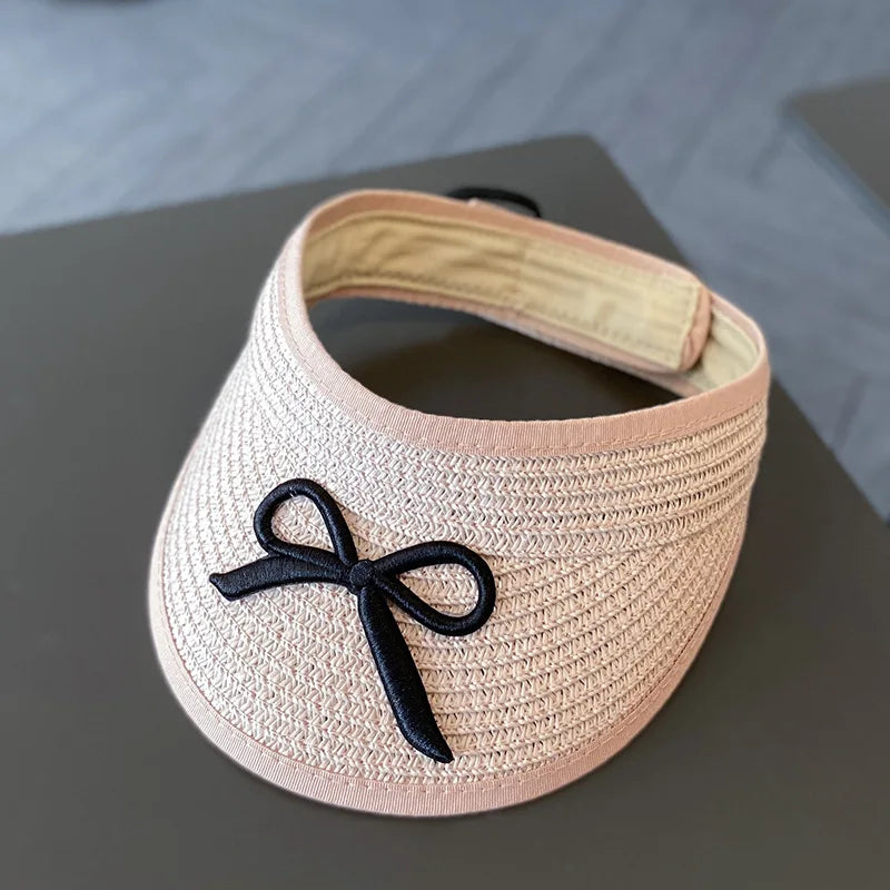 Summer Straw Hat And Shoulder Bag Set For Girls Baby Children Empty Top Sun Hat Large Brim Bowknot Outdoor Beach Visor Sun Cap