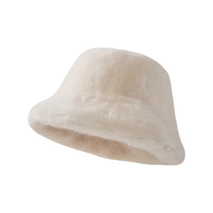 2024 New  Winter Faux Fur Bucket Hat Fisherman Warm Heavy Plush Hats Ear Protection Outdoor Windproof Solid Hats Cap Wholesale