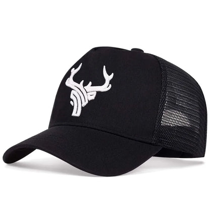 Men’s Deer Embroidered Baseball Cap Big Size Casual Outdoor Sun Protection Hat