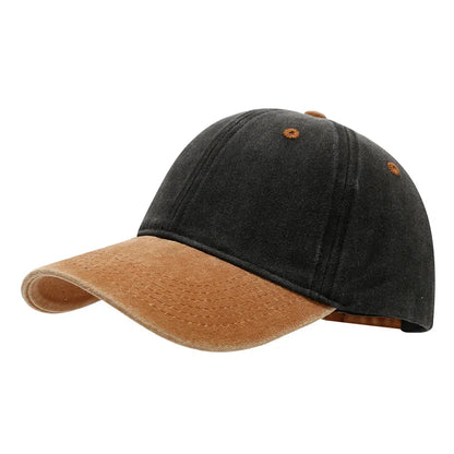 Unisex Washed Cotton Baseball Cap – Color-Matched Casual Snapback Sun Hat for Spring & Summer