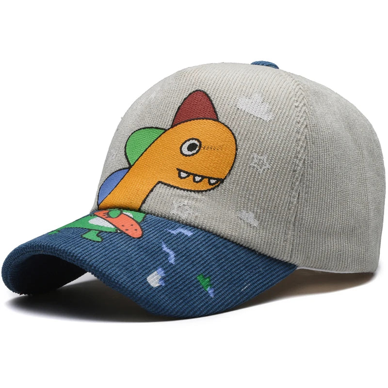 Kids Cartoon Dinosaur Baseball Cap Cute Color Block Sun Hat for Children