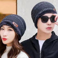 Unisex Winter Knit Beanie – Thick Fleece Neck Warmer, Windproof Warm Hat