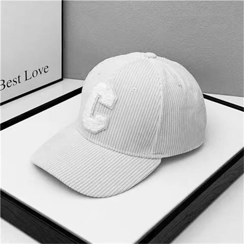 Spring Autumn Corduroy Baseball Cap for Women Men Unisex Vintage C Snapback Hip Hop Hats Winter Adjustable Outdoor Sport Hat