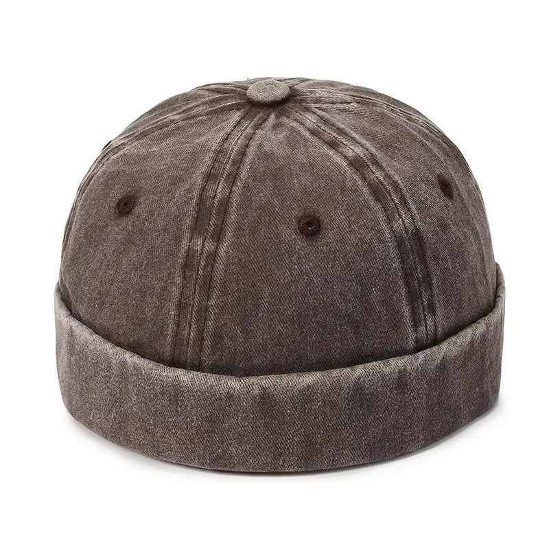 New Women Men Solid Cotton Cap Hat Washed Denim Beanie Hat Spring Autumn Retro Adjustable Docker Sailor Cap Hat For Women Men