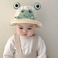 Spring Summer Baby Cartoon Frog Bucket Hat Kids Cute Cotton Infant Boys Girls Fisherman Cap Toddler Children Panama Sun Hats