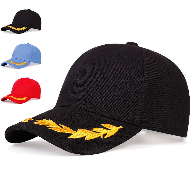 Unisex Wheat Ear Embroidery Baseball Caps Spring and Autumn Outdoor Adjustable Casual Hats Hip Hop Hat Sunscreen Hat