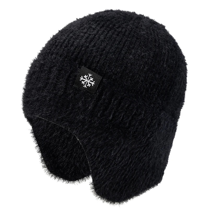 New Women Candy Colors Earflap Winter Hat Fashion Faux Fur Knitted Hat Kpop Style Soft Beanie Hats Female Streetwear Cap