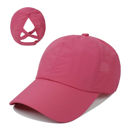 Summer Women's Ponytail Baseball Cap Breathable Mesh Quick Dry Visor Hat