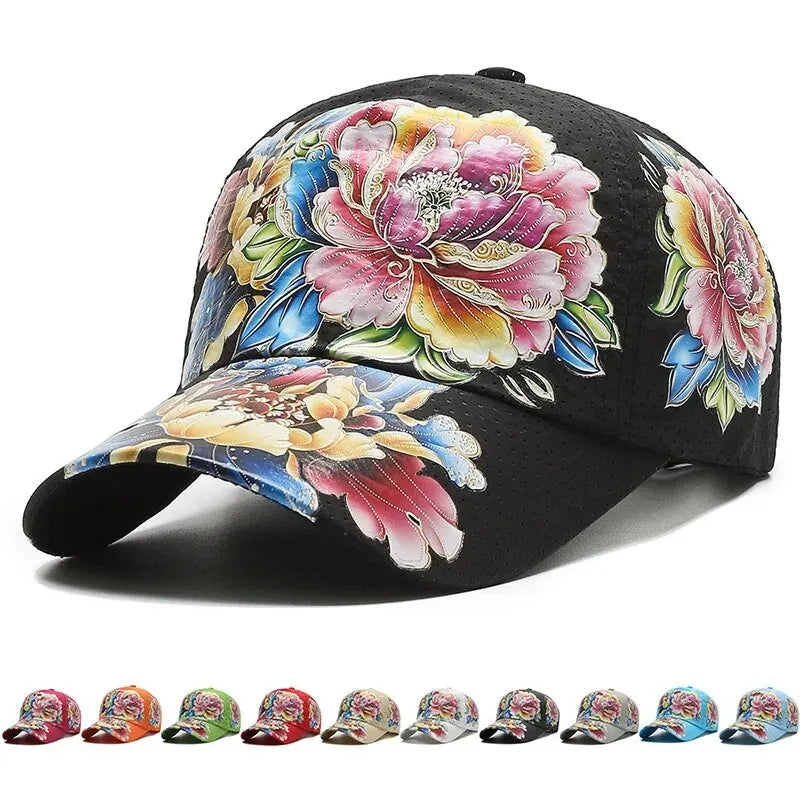 Unisex Quick Dry Floral Baseball Cap Chinese Style Outdoor Sun Protection Hat