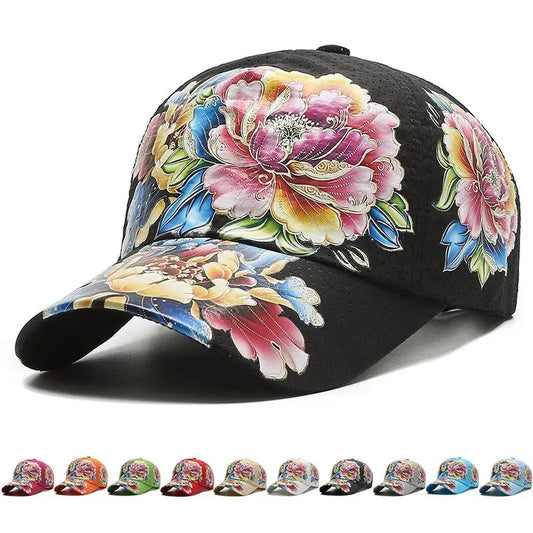 Unisex Quick Dry Floral Baseball Cap Chinese Style Outdoor Sun Protection Hat
