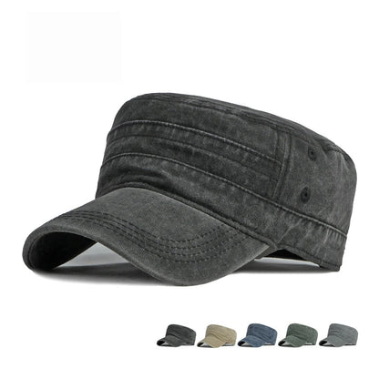 Unisex Short Brim Military Cap – Retro Washed Cotton Sunshade Army Fishing Hat