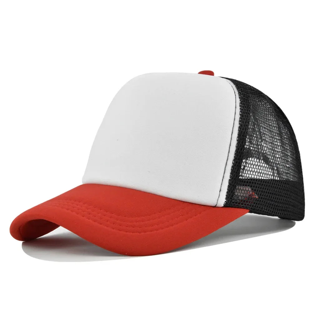 Solid Color Unisex Cheaper 5 Panel Trucker Hat For Adult Summer Net Baseball Cap Men Women Blank Mesh tentacle Sun Hat Visor