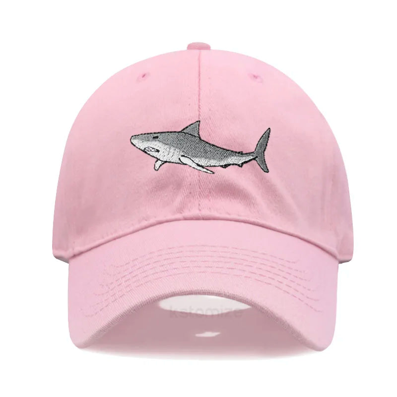 Animal Shark Embroidered Baseball Cap for Women Men Fashion Adjustable Washed Cotton Dad Hat Unisex Classic Golf Caps