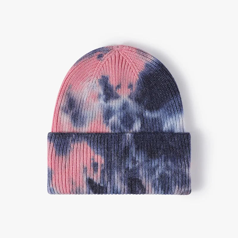 High Quality Fashion Women Men Autumn Winter Warm Beanie Hat Tie Dye Lady Male Knitted Wool Beanies Hat Cap For Women Men