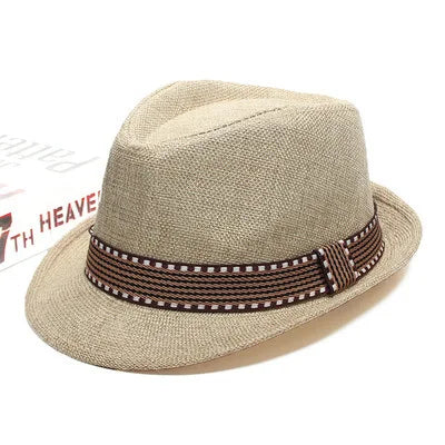 Golexury Summer Fedoras Spring and Summer Korean Party Jazz Hat Cotton Linen Top Hat  for Buchet Hat Panama Cap