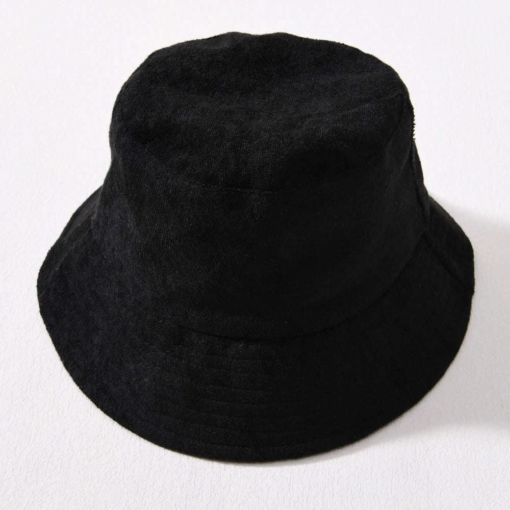 Simple Terry Cloth Towel Bucket Hat Spring Autumn Outdoor Panama Sun Fisherman Hat Unisex Candy Pure Color Fashion Cap