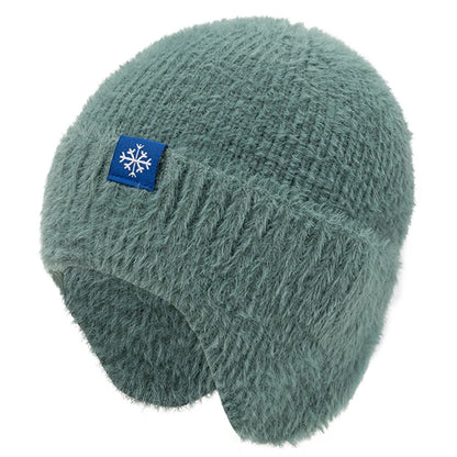 New Women Candy Colors Earflap Winter Hat Fashion Faux Fur Knitted Hat Kpop Style Soft Beanie Hats Female Streetwear Cap