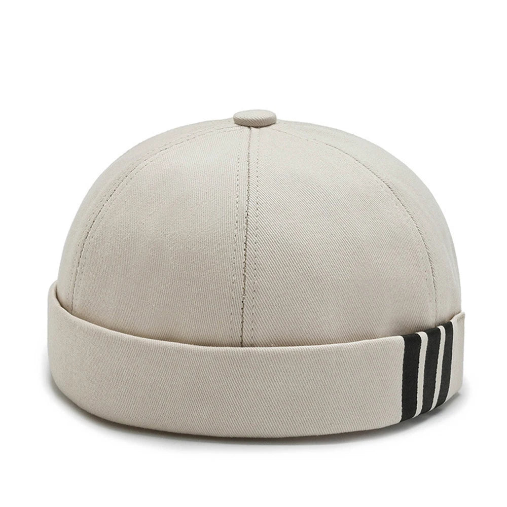 Unisex Brimless Melon Cap – Retro Letter Solid Color Docker Beanie Street Hip Hop Hat