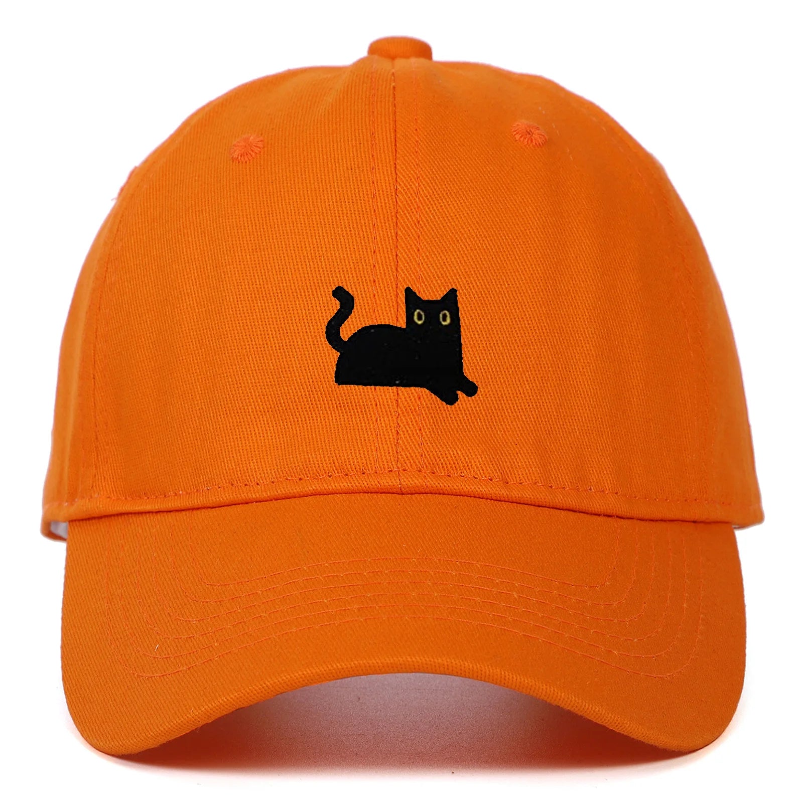 New Cute Cat Embroidery Soft Top Baseball Cap Men and Women Summer Visor Outdoor Hip Hop Dad Hat Black