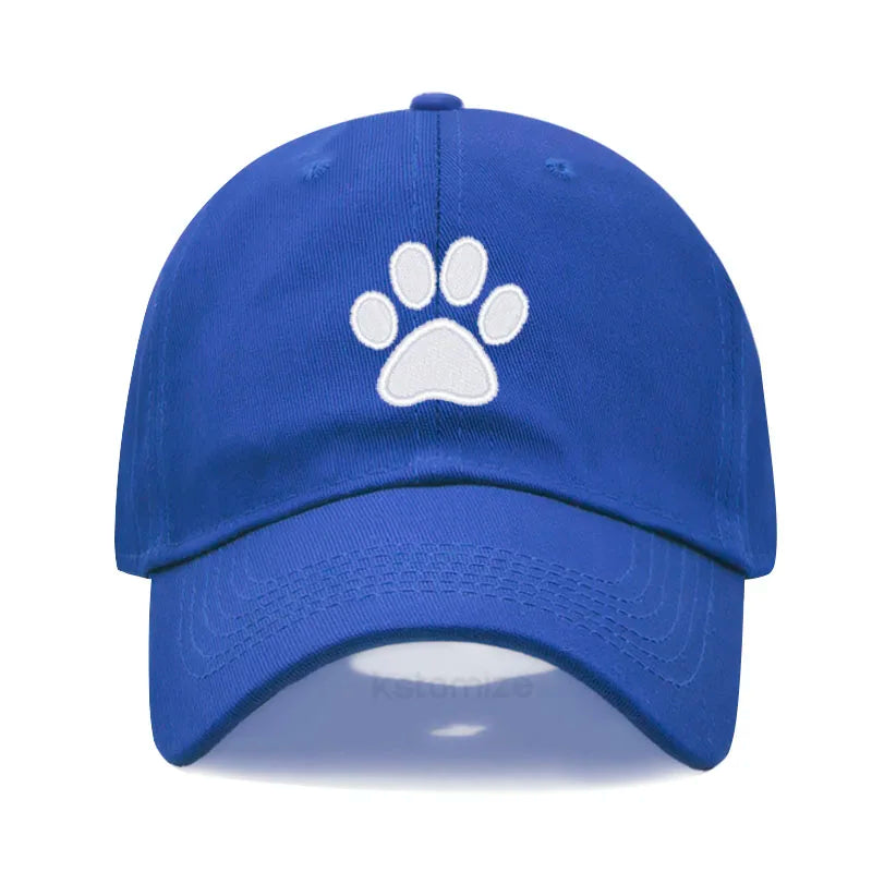 Dog Paw Embroidered Baseball Cap for Women Men Fashion Adjustable Washed Cotton Dad Hat Unisex Classic Golf Caps