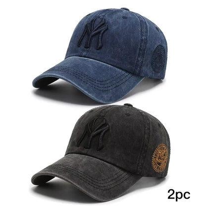Unisex Washed Distressed Baseball Cap Korean Style Embroidered Casual Sun Hat