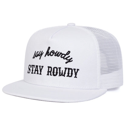 Unisex STAY ROWDY Embroidery Hip-hop Net Hats Spring Summer Outdoor Adjustable Casual Baseball Caps Sunscreen Hat Sports Cap