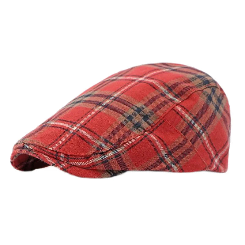 Spring Summer Dopamine Plaid Beret Duck Tongue Forward Hat British Style Visor Summer Hats for Women Men Sun Hats Dad's Hat Gift