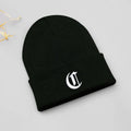 Old English Letter A-Z Embroidered Beanie Hat Unisex Winter Knit Caps for Men Women Soft Ski Hat