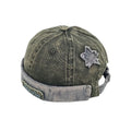Unisex Washed Brimless Docker Cap – Star Splicing Letter Adjustable Vintage Hip Hop Beanie Hat