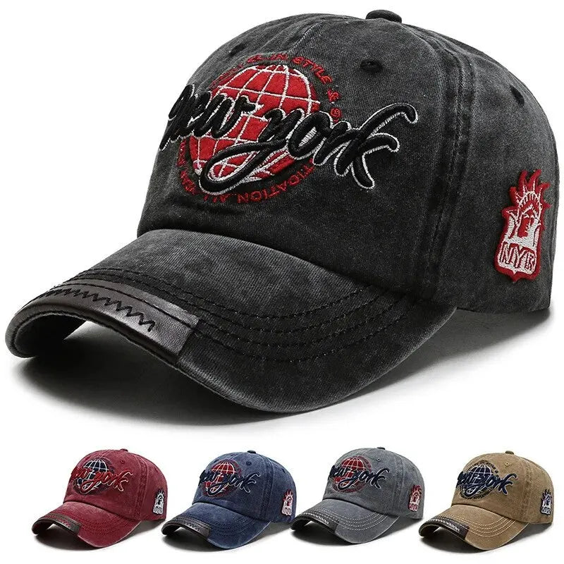 Unisex Washed Cotton Baseball Cap Distressed Korean Style Casual Outdoor Sun Hat