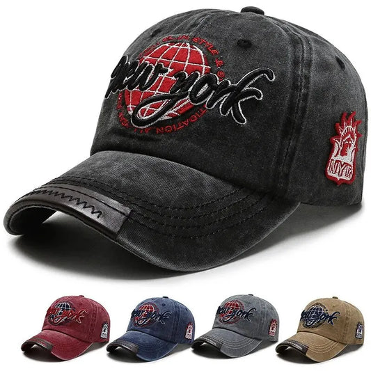 Unisex Washed Cotton Baseball Cap Distressed Korean Style Casual Outdoor Sun Hat