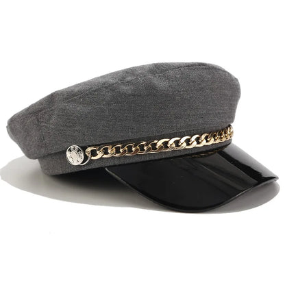 Trendy Beret Hat Women Casual Military Cap Flat Captain Trucker Caps Fashion Pu Leather Travel Cadet Painter Octagonal Hats