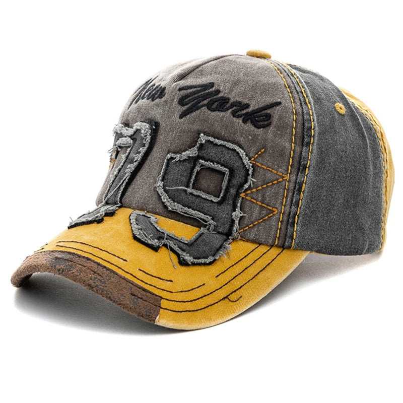 New Unisex Washed Cotton Cap Letter Embroidery Vintage Baseball Cap Men Women Adjustable Casual Outdoor Streetwear Sports Hat