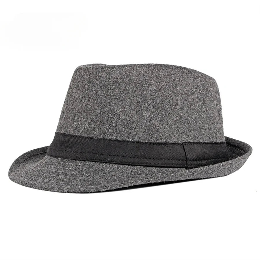 Unisex British Felt Jazz Hats For Middle Aged Men Bucket Hat Wool Fedoras Hat Autumn Winter Gentlemen Wedding Party Magic Caps