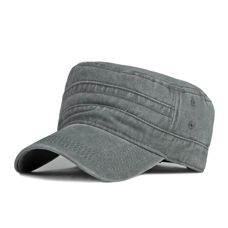 Unisex Short Brim Military Cap – Retro Washed Cotton Sunshade Army Fishing Hat