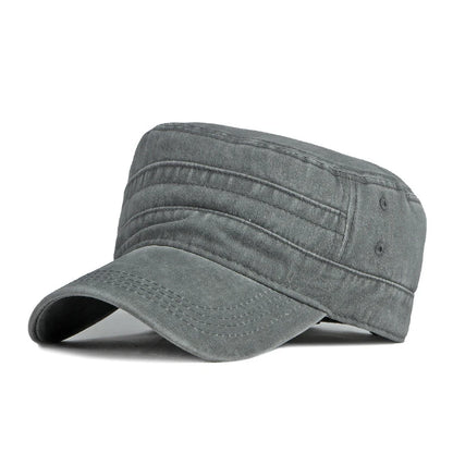 Unisex Short Brim Military Cap – Retro Washed Cotton Sunshade Army Fishing Hat