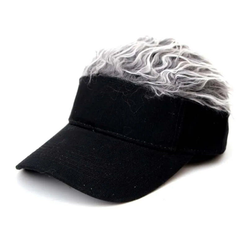 Streetwear Casual Camouflage Visor Hat Men Women Adjustable Sun Sunshade Hip Hop Baseball Cap With Spiked Hairs Wigs Casquatte