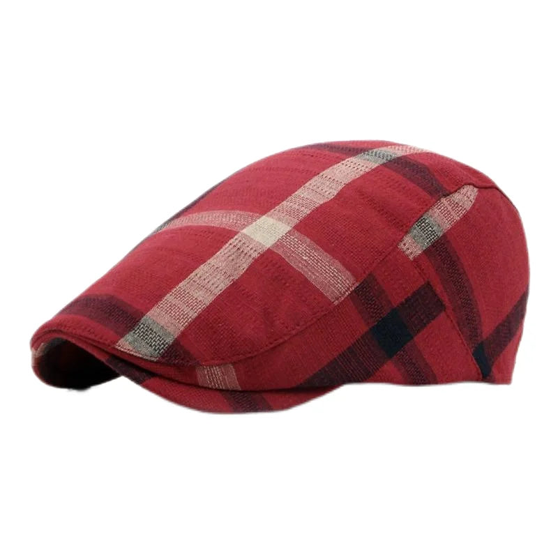 Spring Summer Dopamine Plaid Beret Duck Tongue Forward Hat British Style Visor Summer Hats for Women Men Sun Hats Dad's Hat Gift